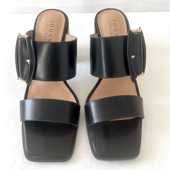 Journee Collection Women’s Junie Black Block Heel Sandals Shoes Size 8 NIB - Picture 8 of 11